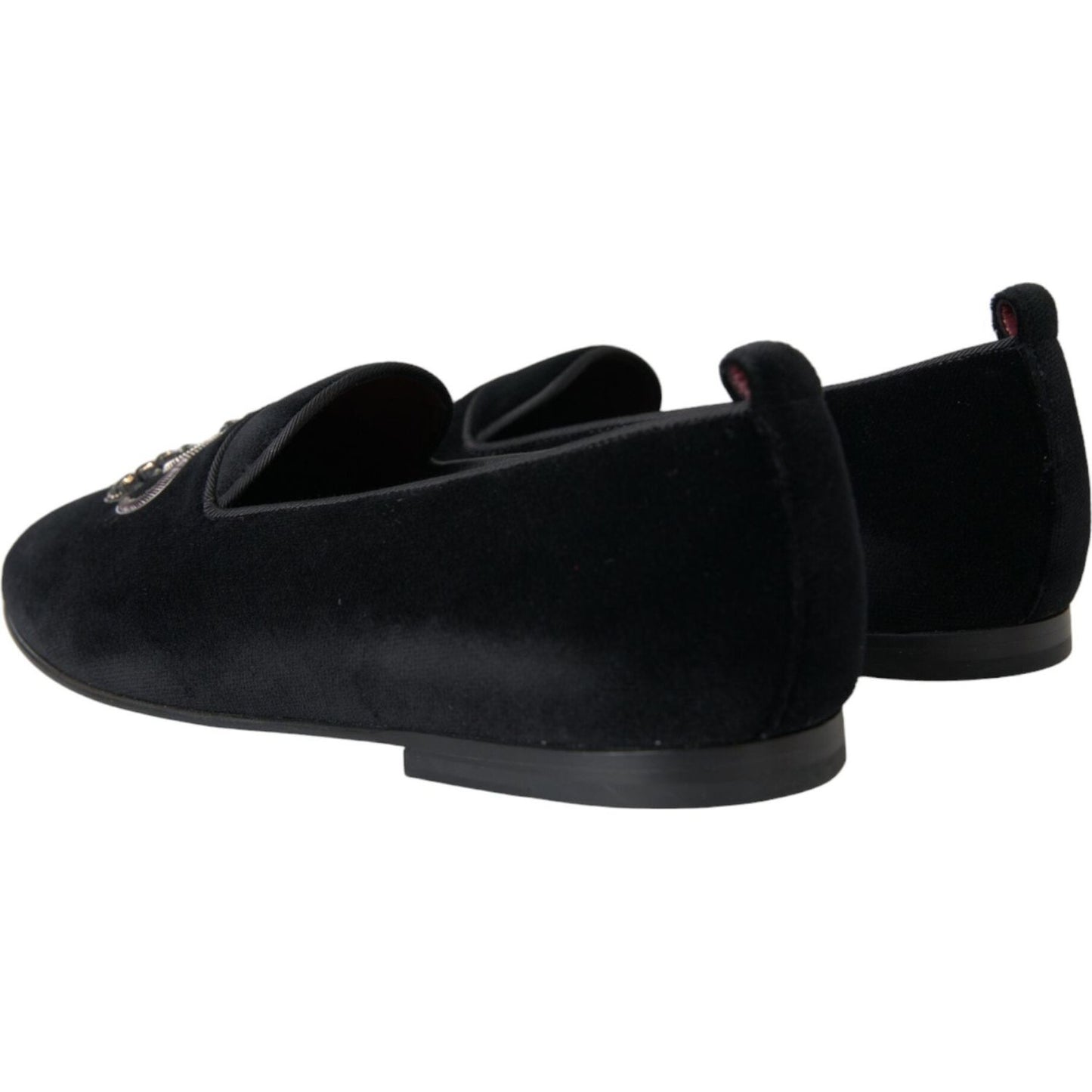 Black Velvet Crystal Crown Men Loafers Shoes