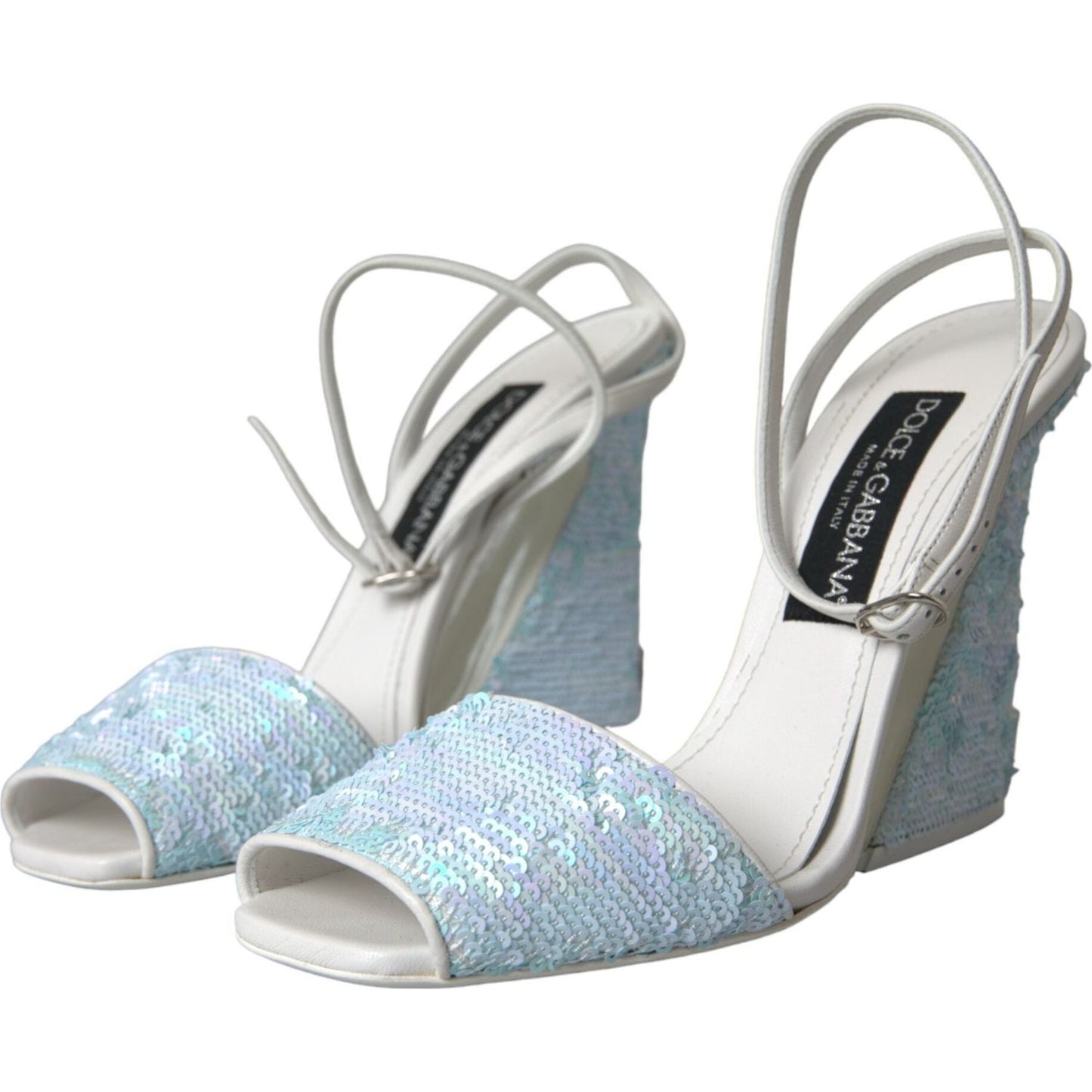 Light Blue Sequin Ankle Strap Sandals Shoes