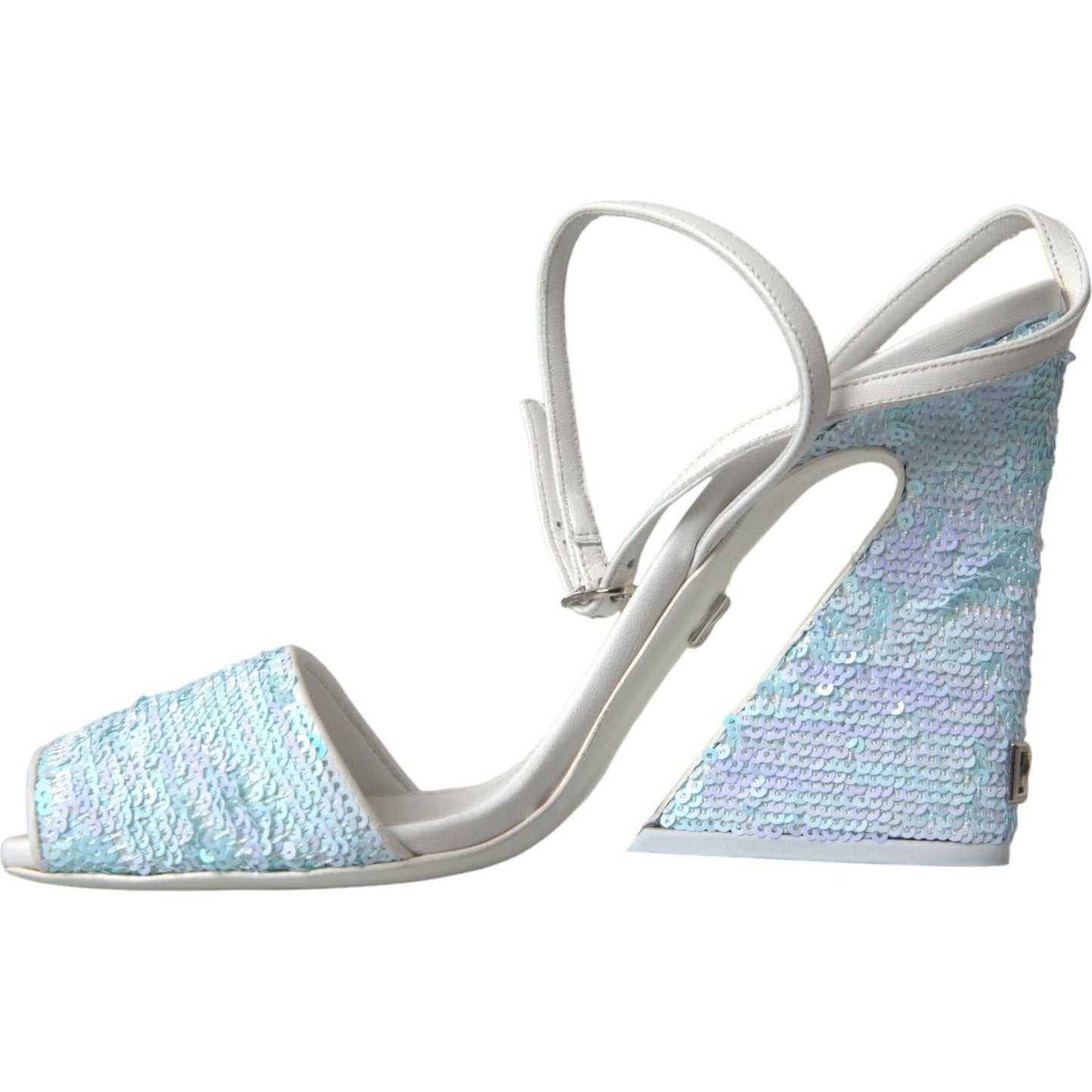 Light Blue Sequin Ankle Strap Sandals Shoes