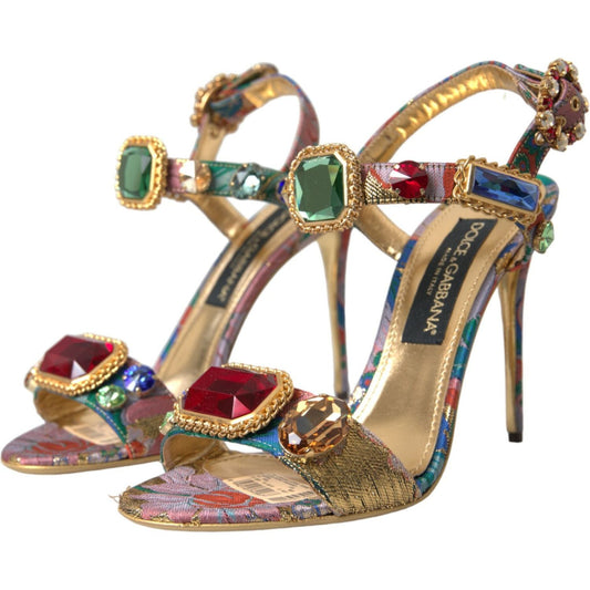 Multicolor Jacquard Crystals Sandals Shoes