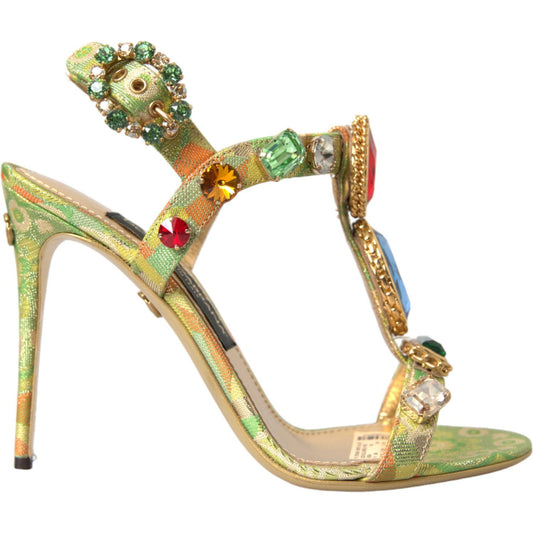 Multicolor Jacquard Crystals Sandals Shoes