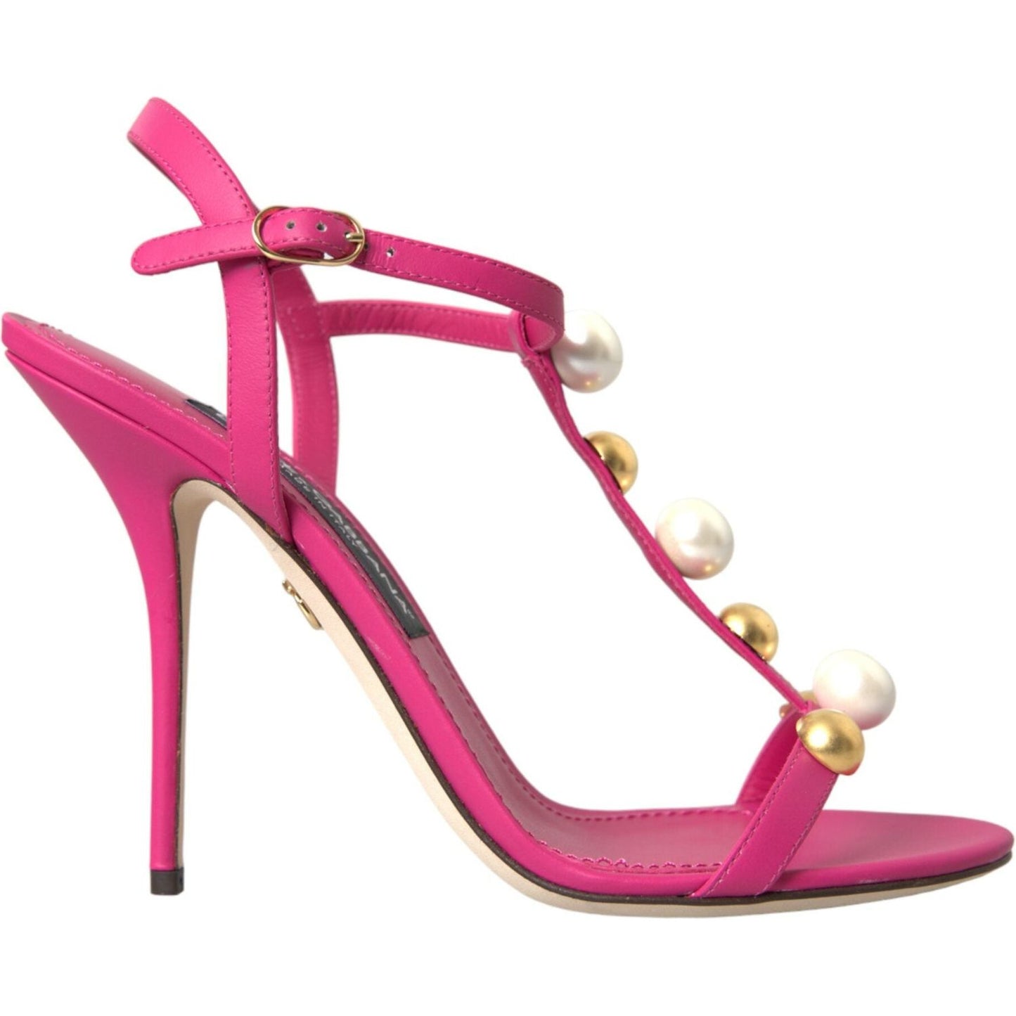 Pink Embellished Leather Sandals Heels Shoes