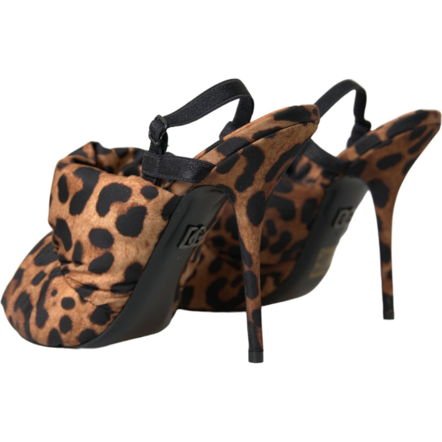 Brown Leopard Slingback Heels Sandals Shoes