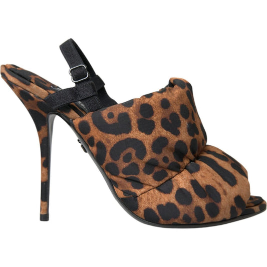 Brown Leopard Slingback Heels Sandals Shoes