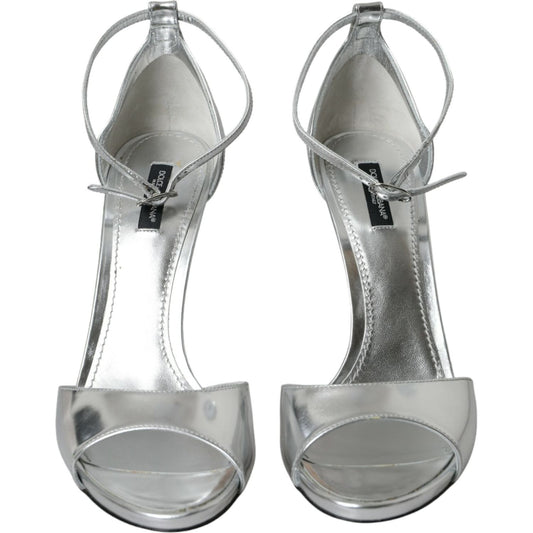 Silver KEIRA Leather Heels Sandals Shoes