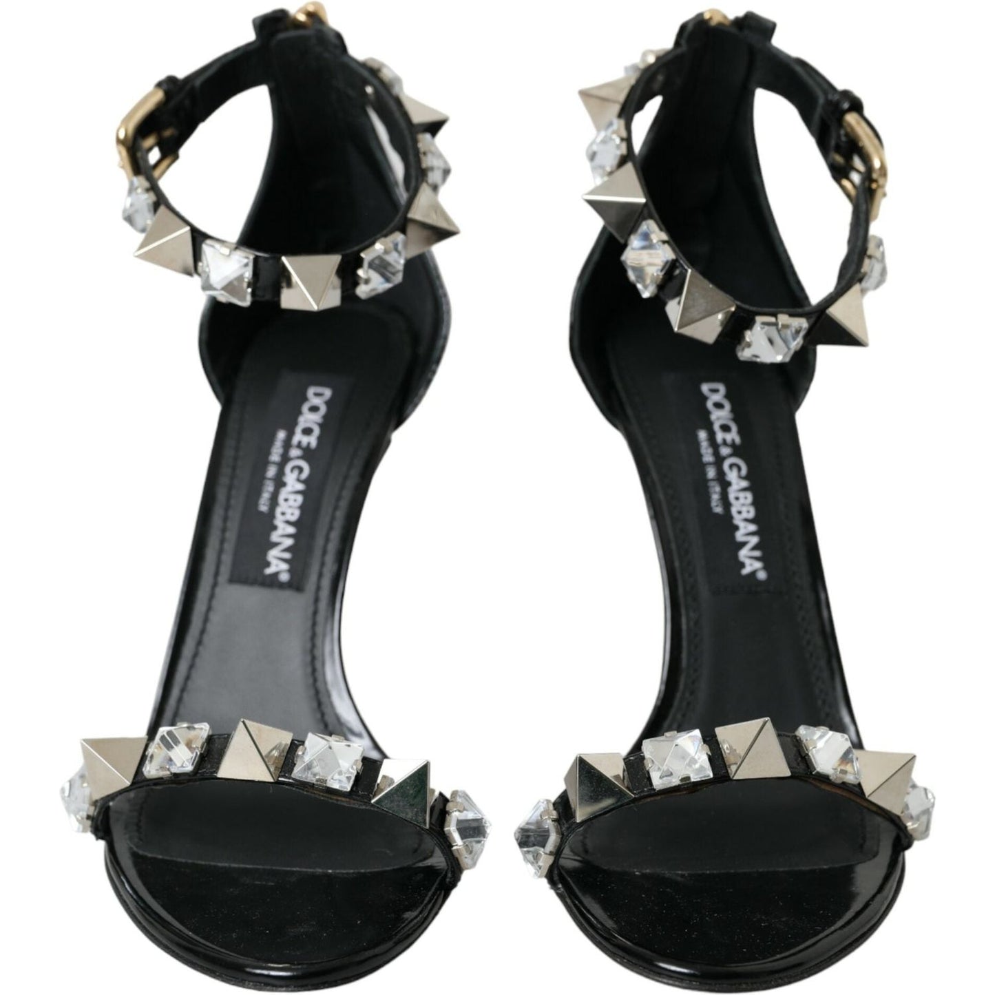 Black Crystals Sandals Ankle Strap Shoes