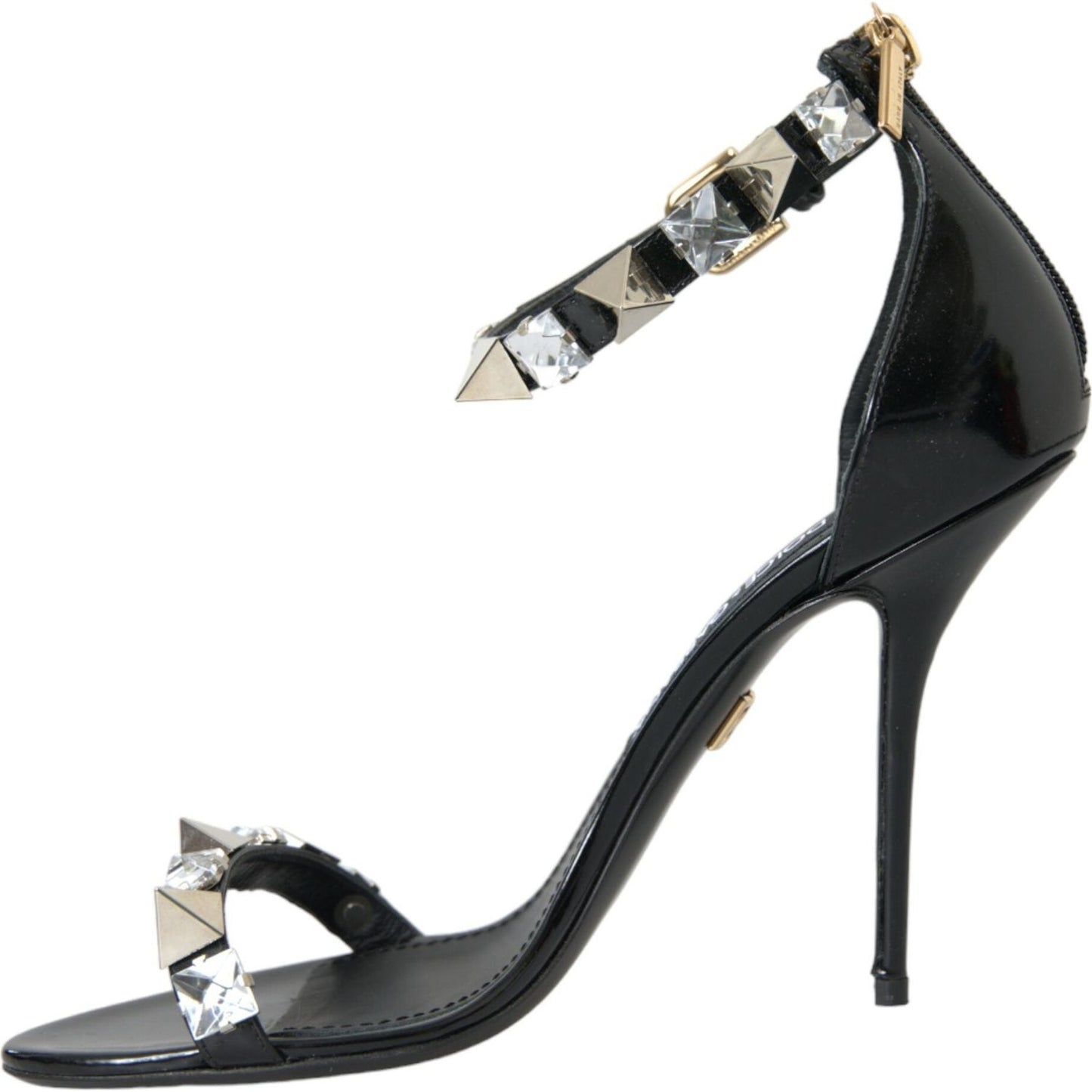 Black Crystals Sandals Ankle Strap Shoes