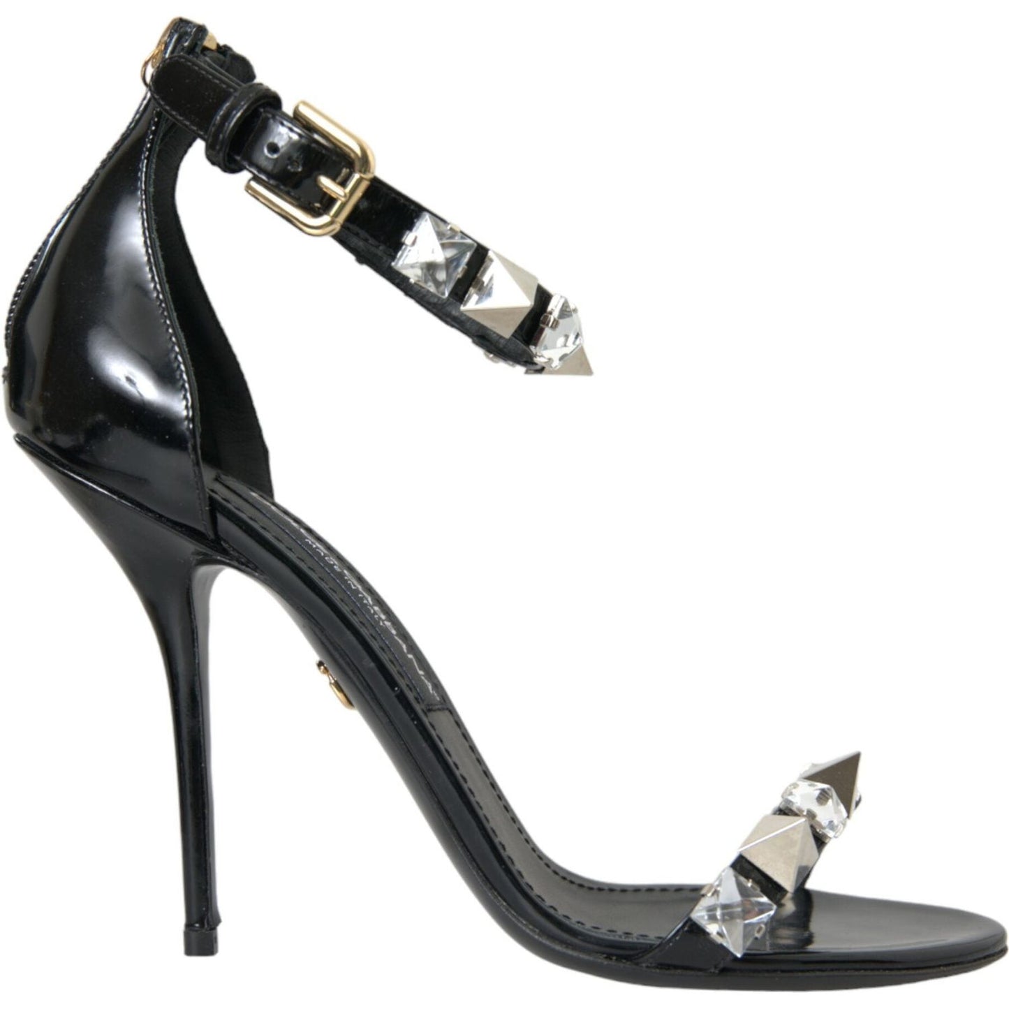 Black Crystals Sandals Ankle Strap Shoes