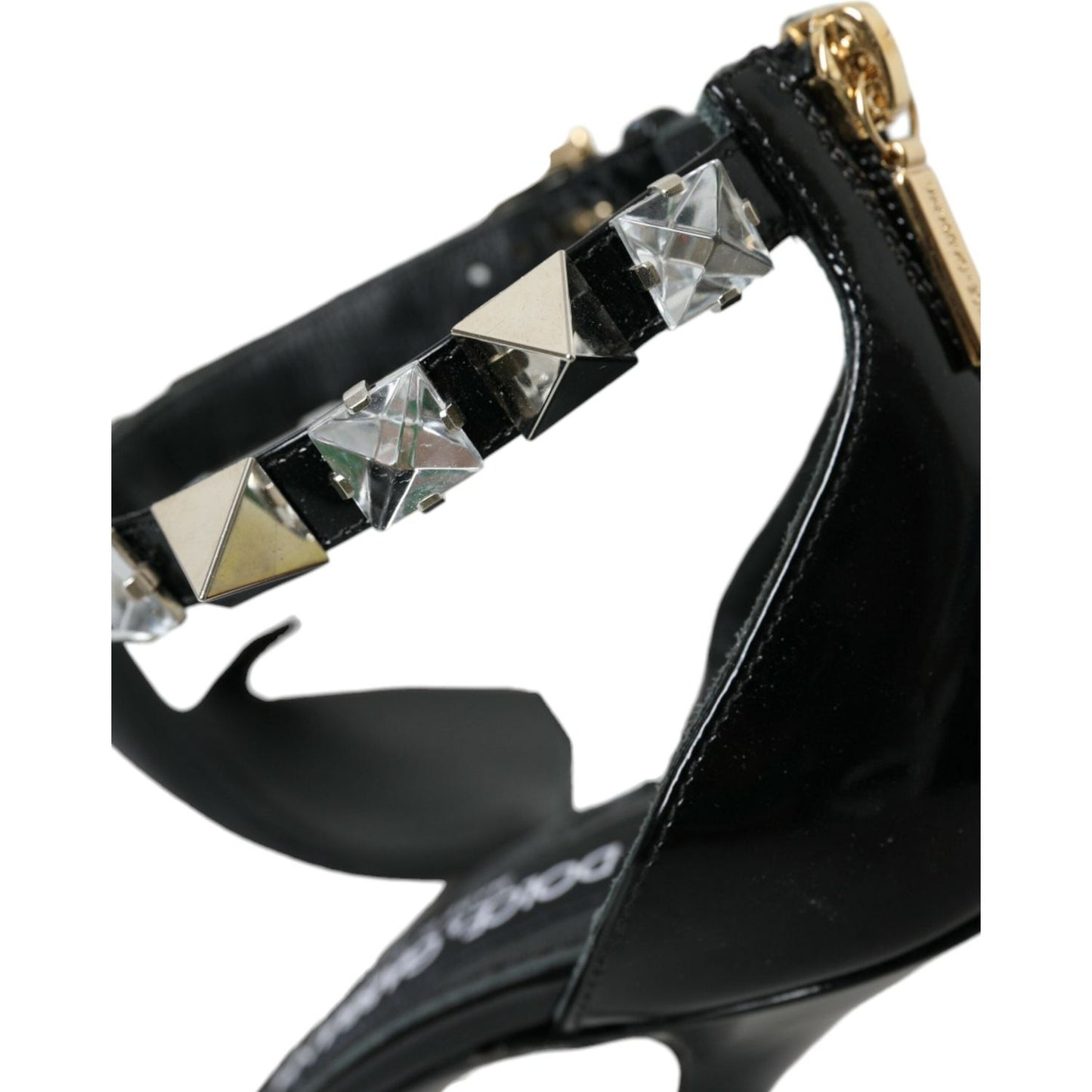 Black Crystals Sandals Ankle Strap Shoes