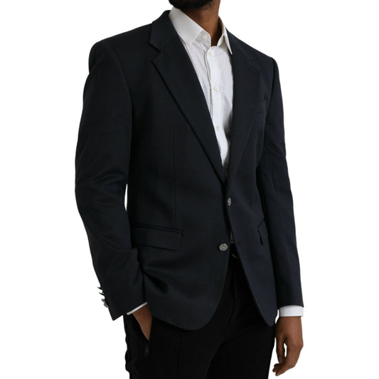 Dark Blue Cotton Single Breasted Coat Blazer