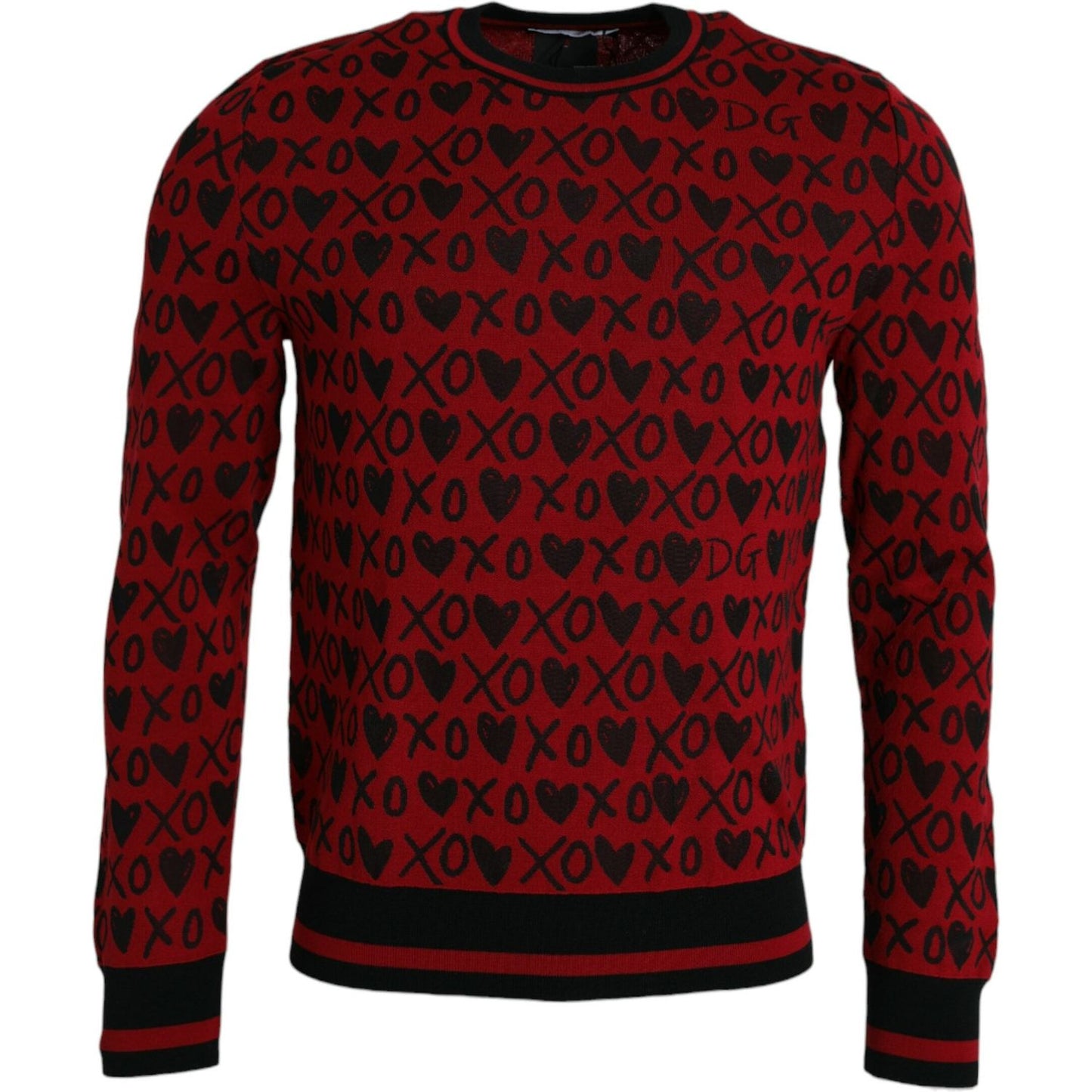 Red Black XOXO Crew Neck Pullover Sweater