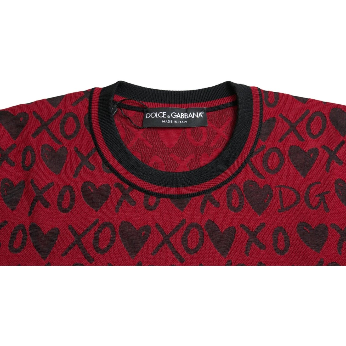 Red Black XOXO Crew Neck Pullover Sweater