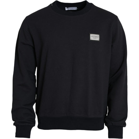 Dolce & Gabbana Dark Blue Cotton Logo Plaque Sweatshirt Sweater Dolce & Gabbana