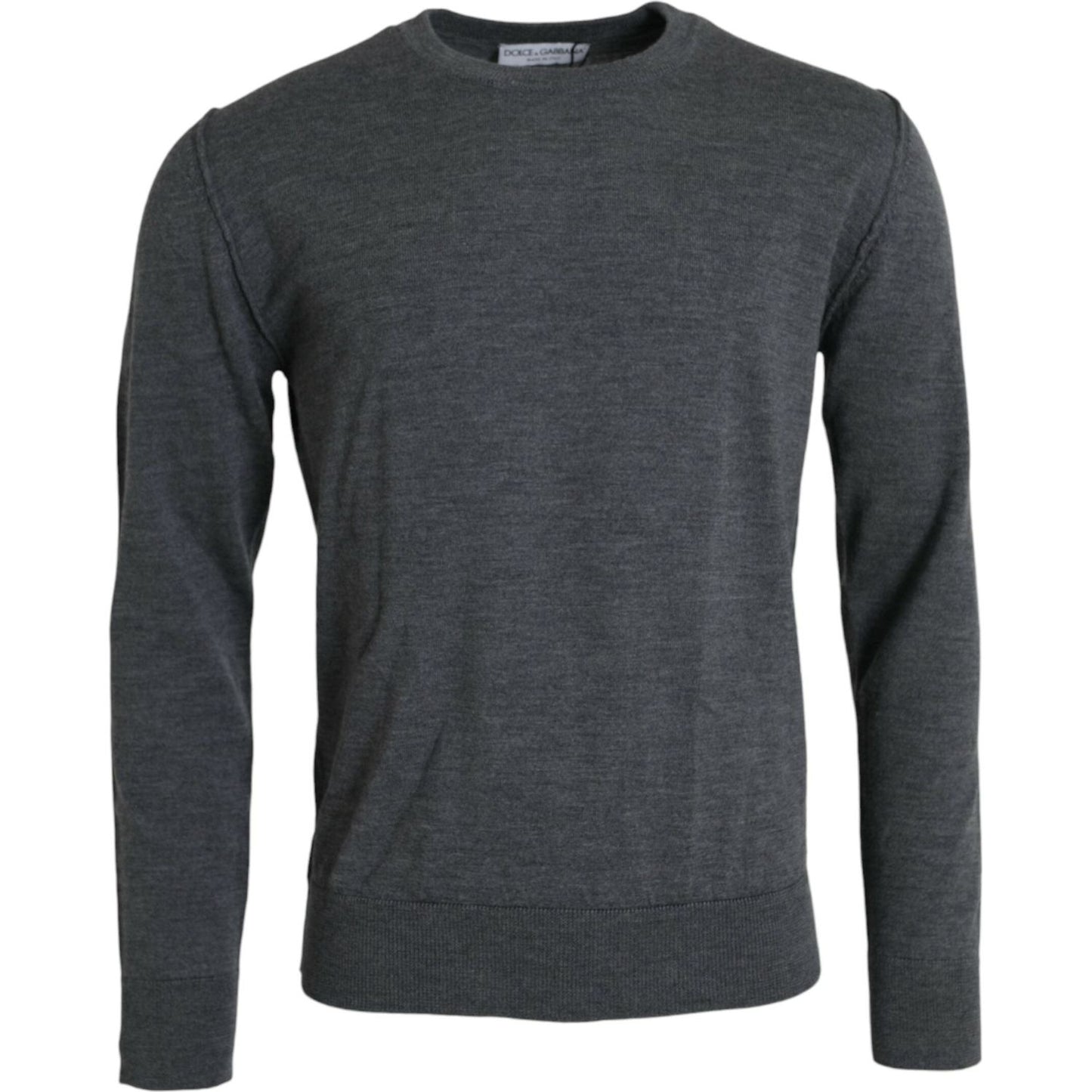 Dark Gray Wool Crew Neck Pullover Sweater