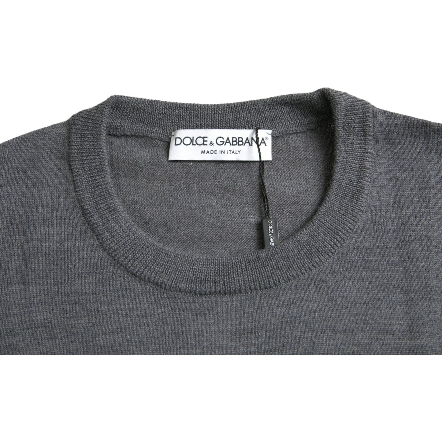 Dark Gray Wool Crew Neck Pullover Sweater