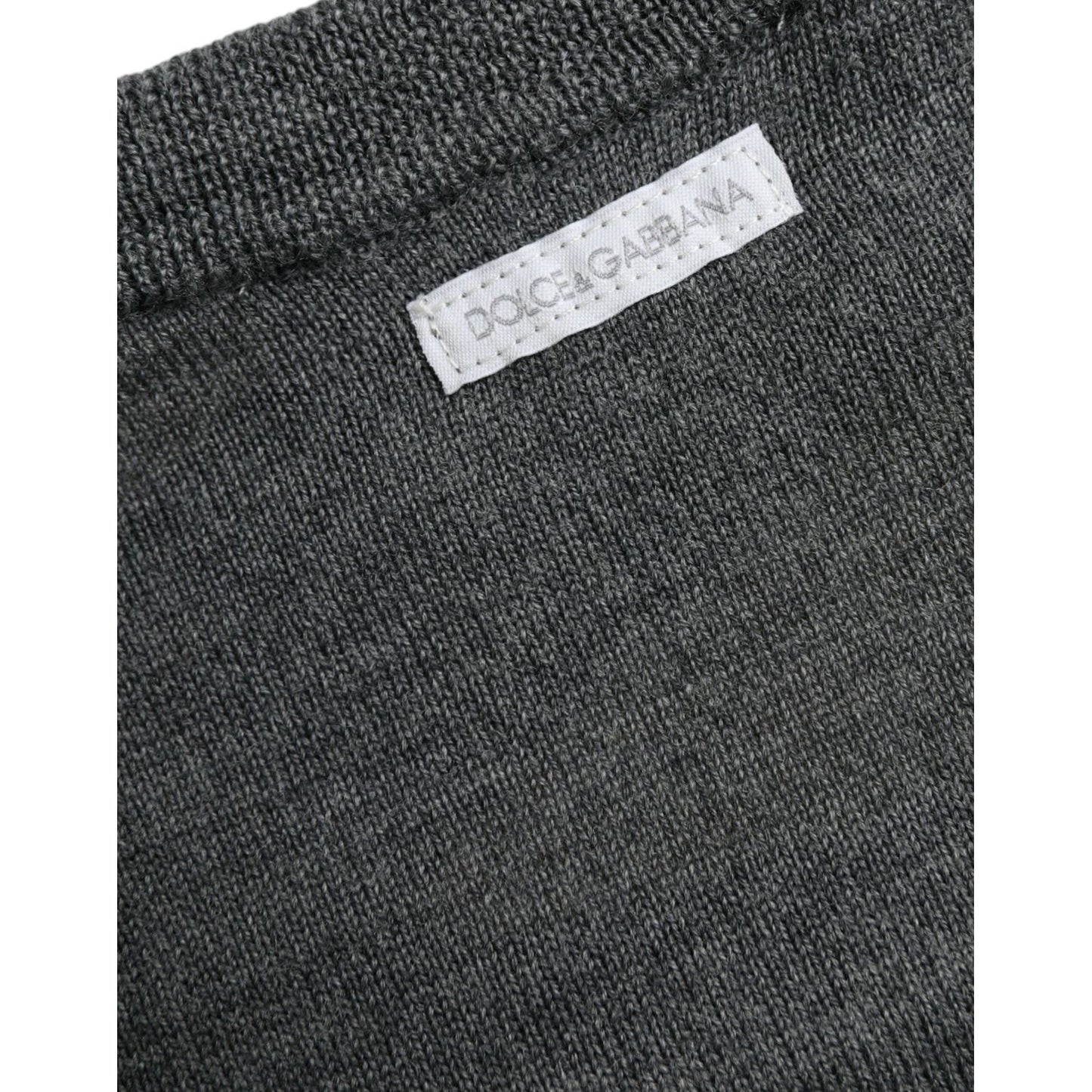 Dark Gray Wool Crew Neck Pullover Sweater