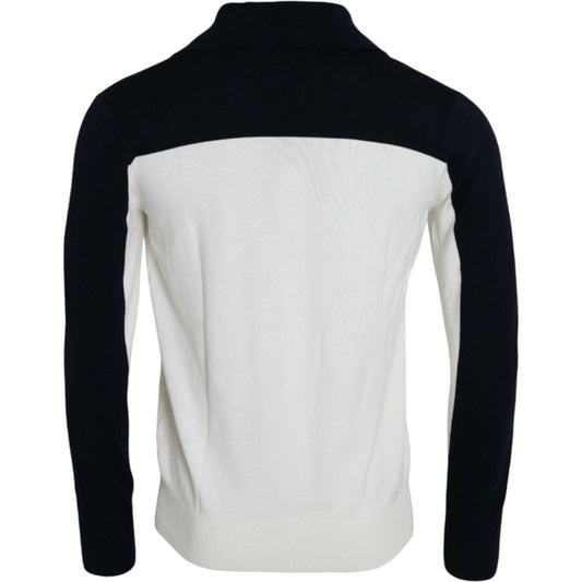 White Black SICILIA Henley Shirt Pullover Sweater