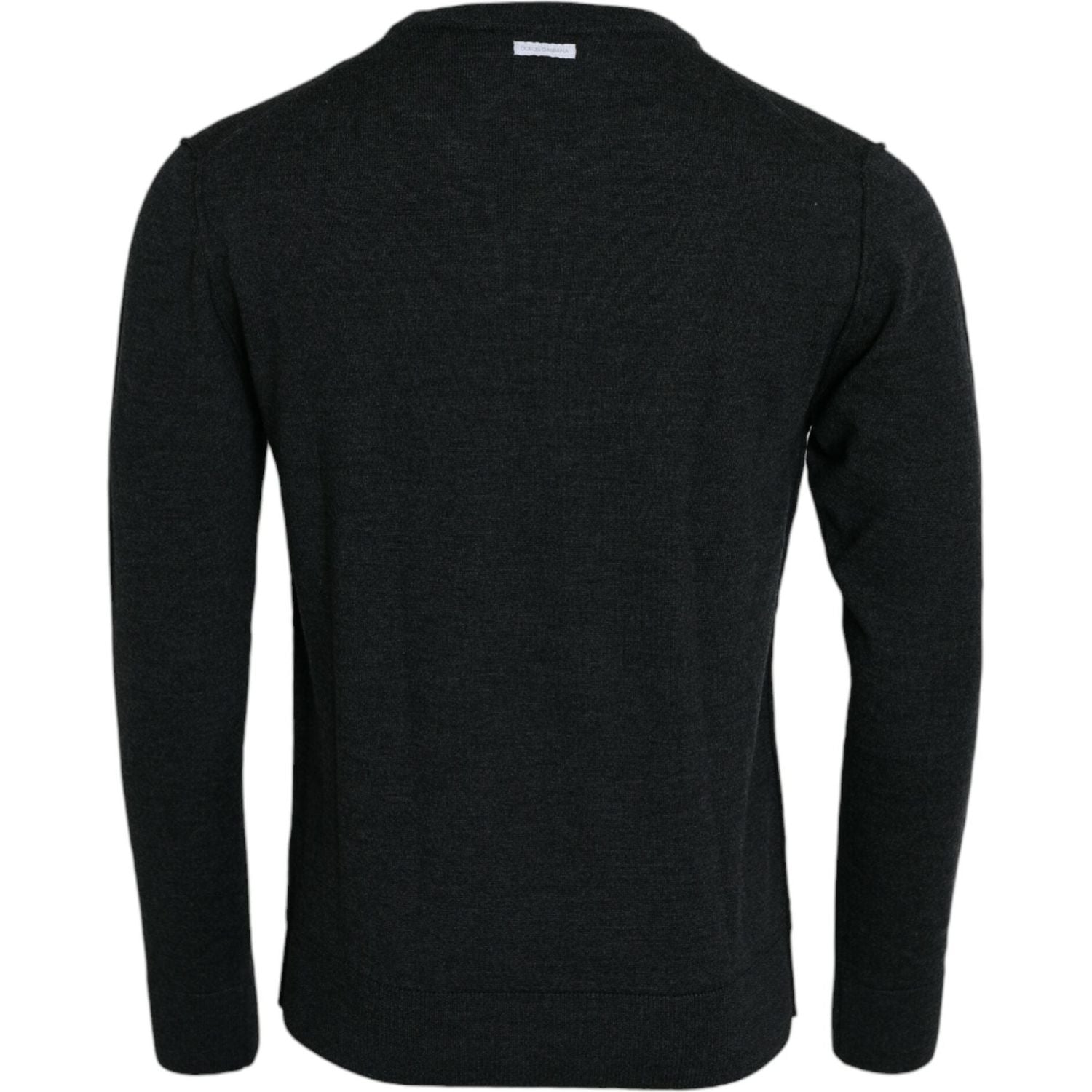 Dolce & Gabbana Dark Gray Wool Crew Neck Pullover Sweater