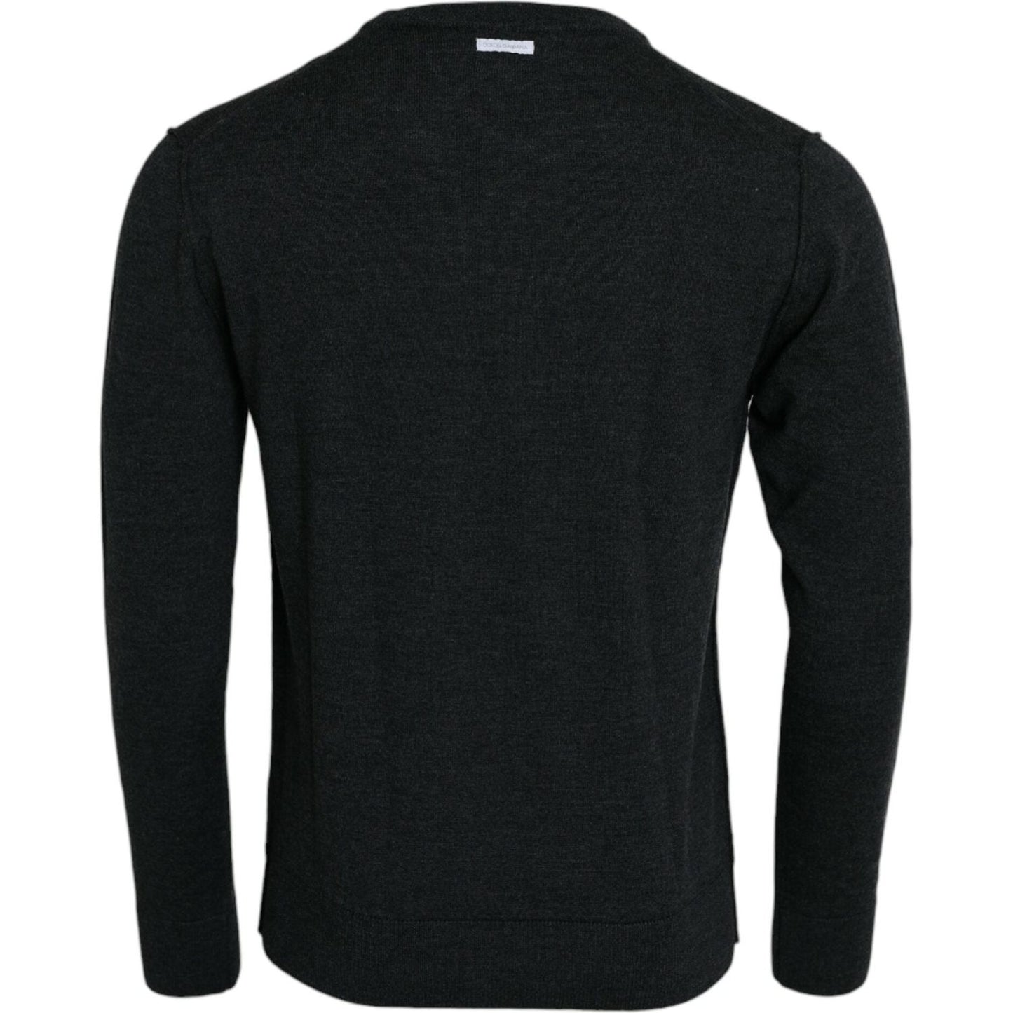 Dark Gray Wool Crew Neck Pullover Sweater