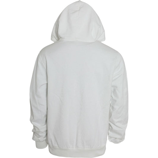 White Cotton Hooded Pullover Sweatshirt Sweater