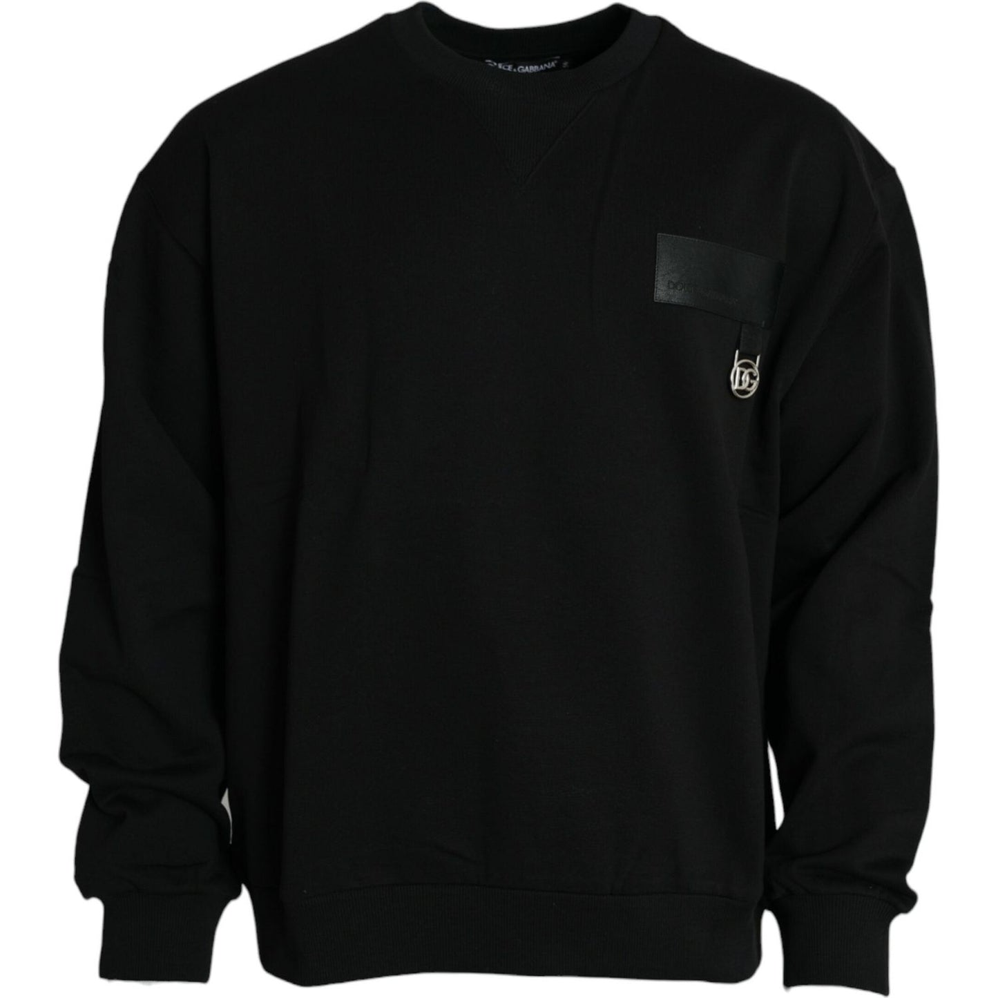 Black Logo Cotton Long Sleeves Sweatshirt Sweater