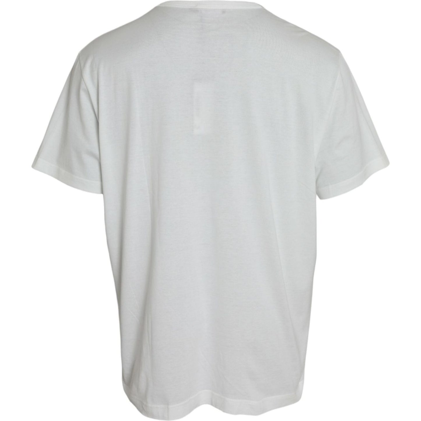 White Logo Embossed Cotton Crewneck T-shirt