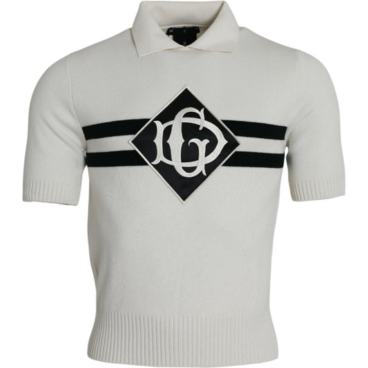 White DG Logo Collared Henley Shirt T-shirt