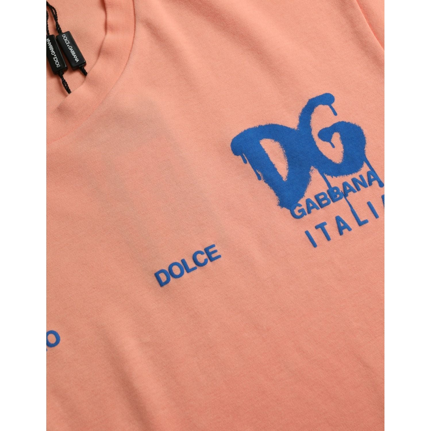 تي شيرت Dolce &amp; Gabbana Coral Cotton مطبوع عليه شعار بأكمام قصيرة