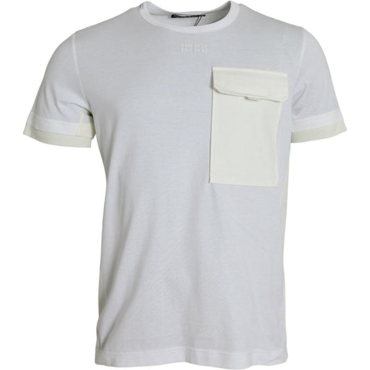 White Cotton Pocket Short Sleeves T-shirt