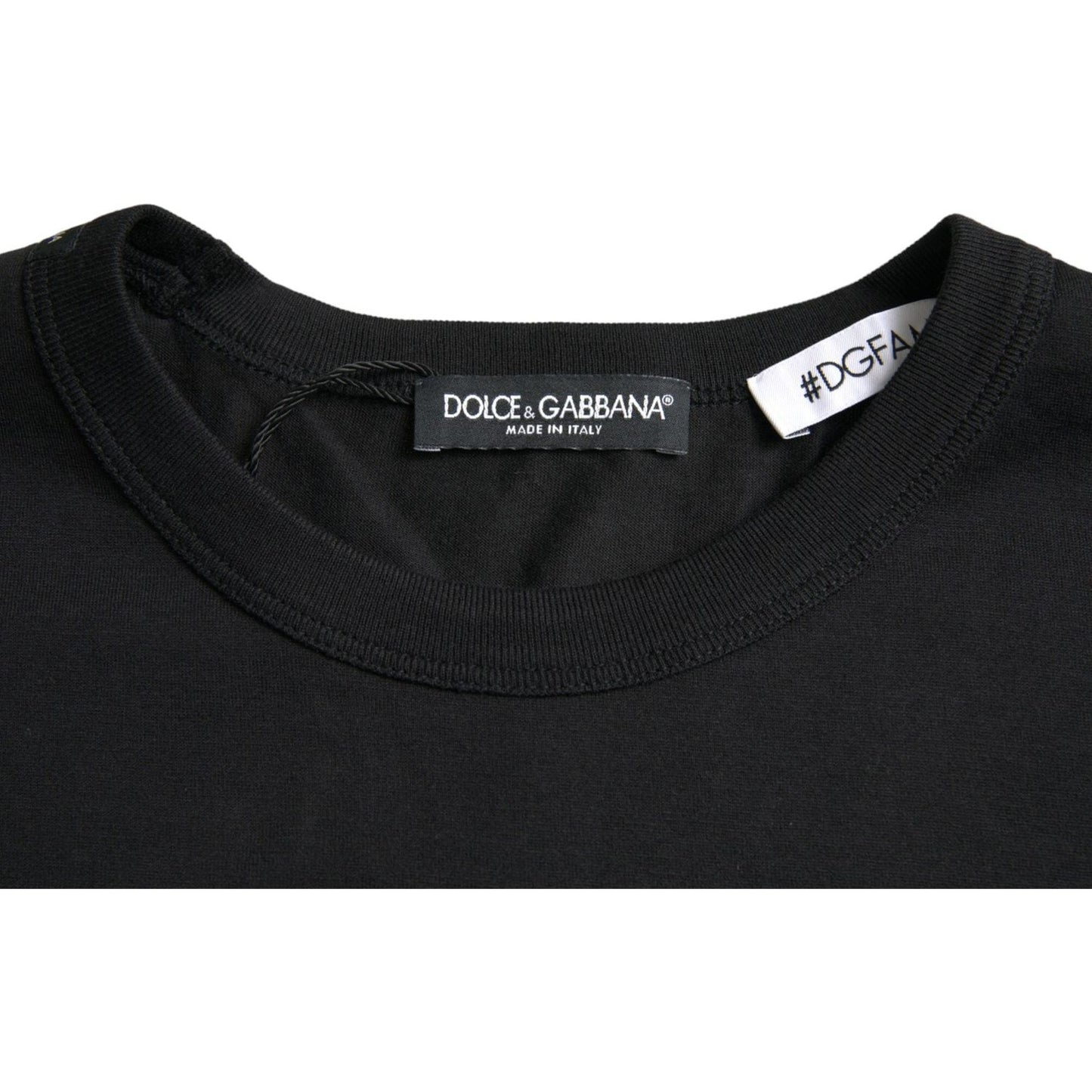 Black #DGFamily Cotton Crew Neck T-shirt