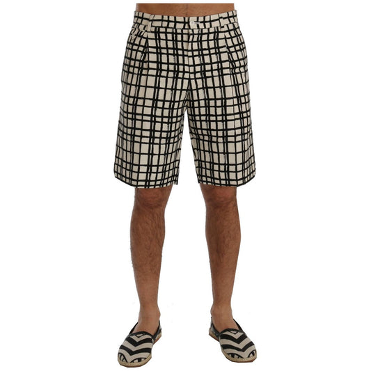 Elegant Striped Cotton-Linen Shorts