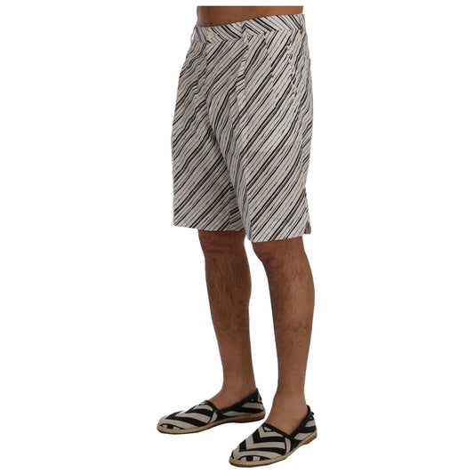 Elegant Striped Cotton-Linen Shorts