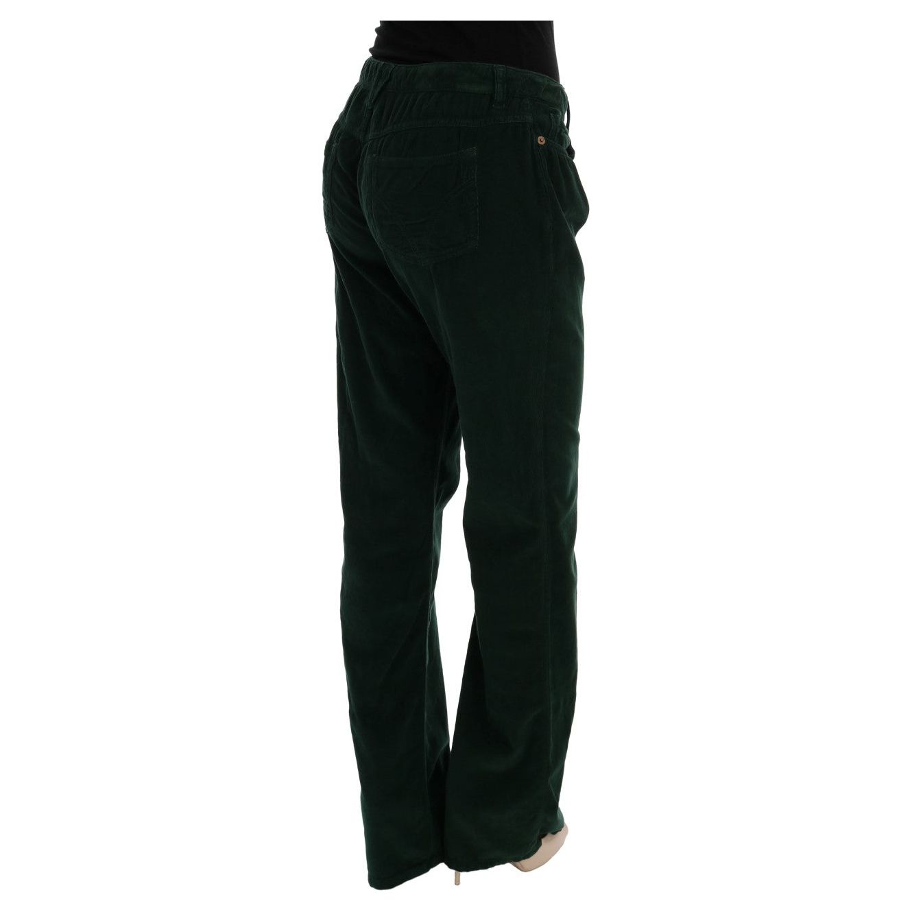 Elegant Green Cotton Blend Trousers