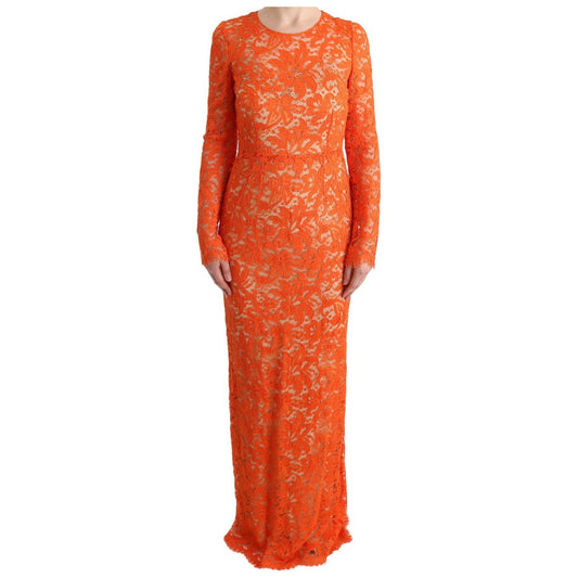 Dolce & GabbanaElegant Long-Sleeve Full-Length Orange Sheath DressMcRichard Designer Brands£1309.00