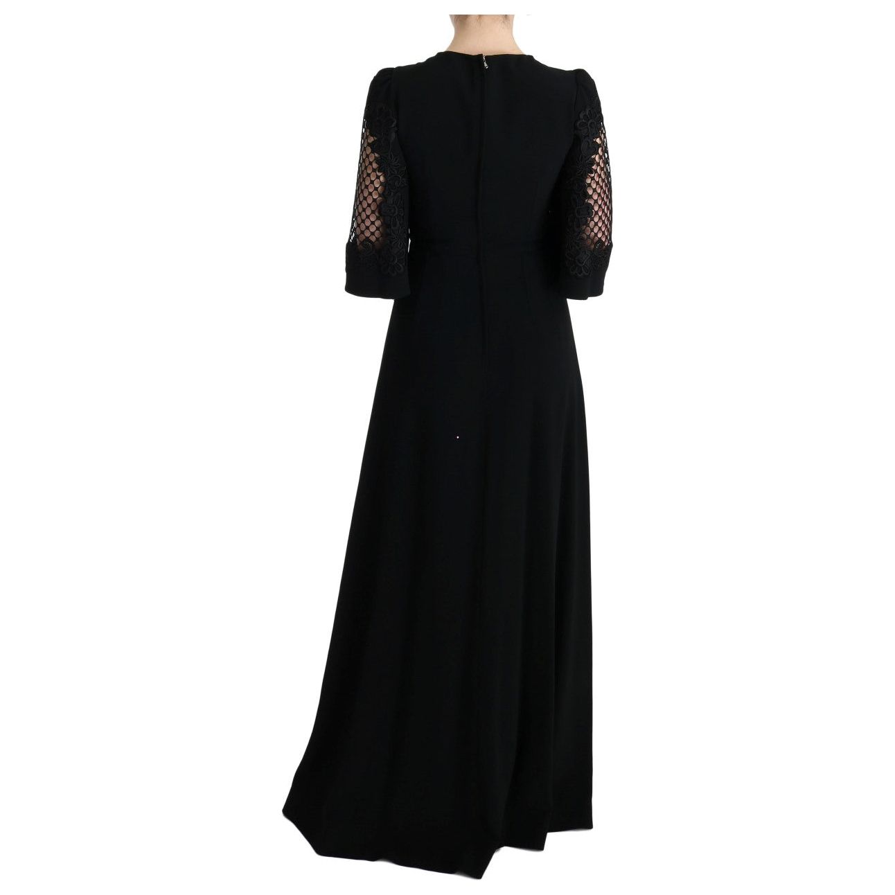 Dolce & Gabbana Elegant Black Floral Maxi Dress black-stretch-shift-long-maxi-dress