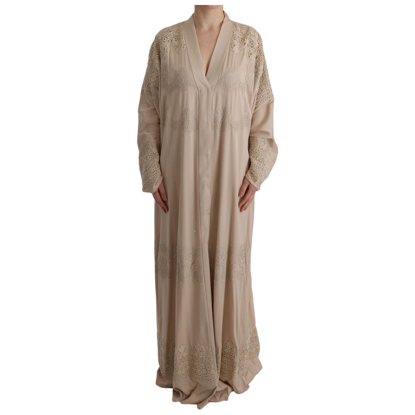 Elegant Beige Cape Kaftan Dress