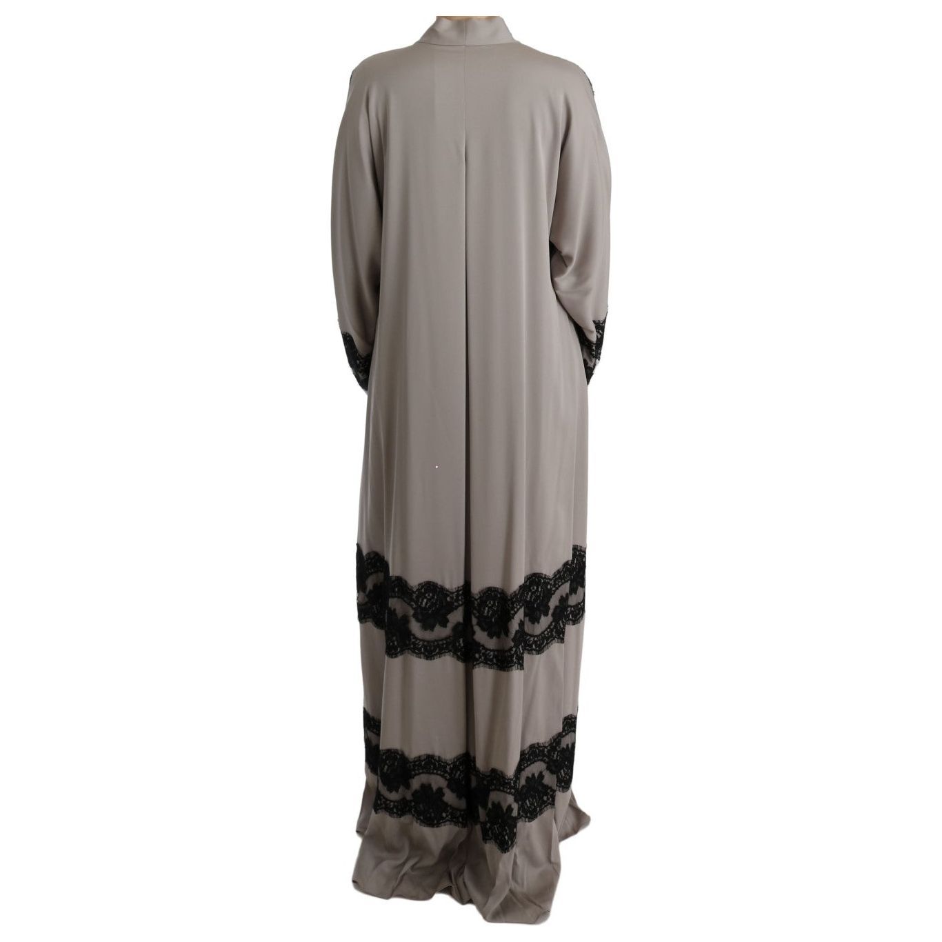 Elegant Gray Cape Kaftan Dress with Lace Detail