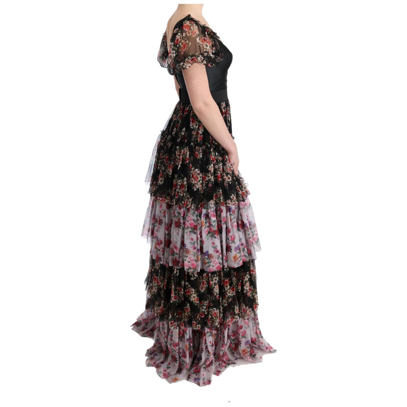 Dolce & Gabbana Elegant Floral Shift Dress in Multicolor Silk Blend multicolor-silk-stretch-floral-shift-long-dress