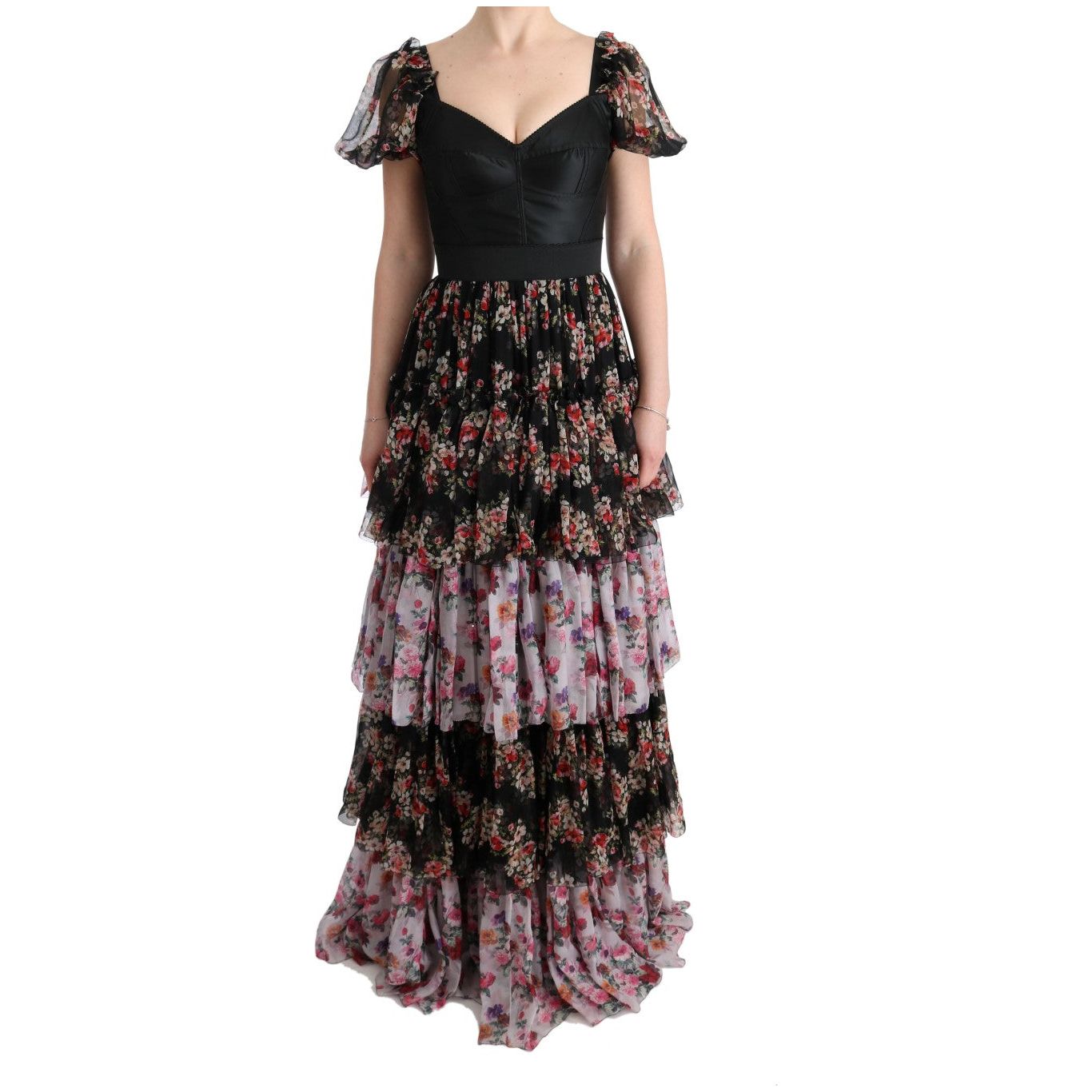 Elegant Floral Shift Dress in Multicolor Silk Blend