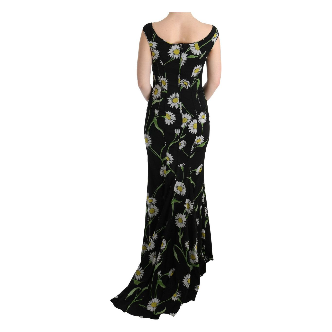 Dolce & Gabbana Sunflower Print Full Length Sheath Dress sunflower-silk-stretch-sheath-dress