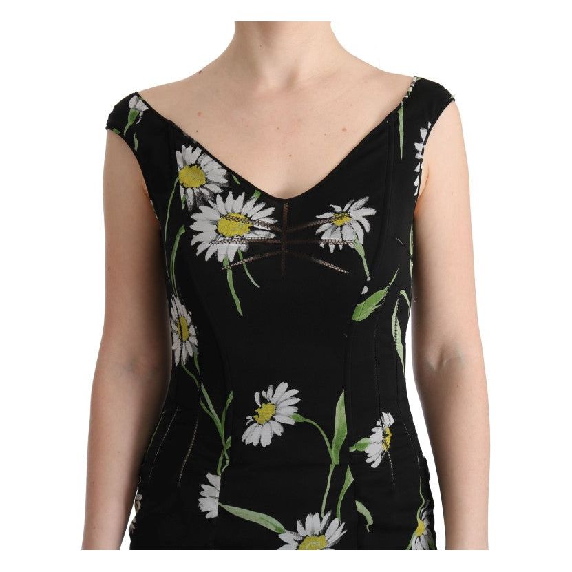 Dolce & Gabbana Sunflower Print Full Length Sheath Dress sunflower-silk-stretch-sheath-dress