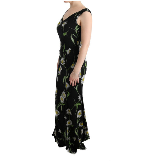 Sunflower Print Full Length Sheath Dress