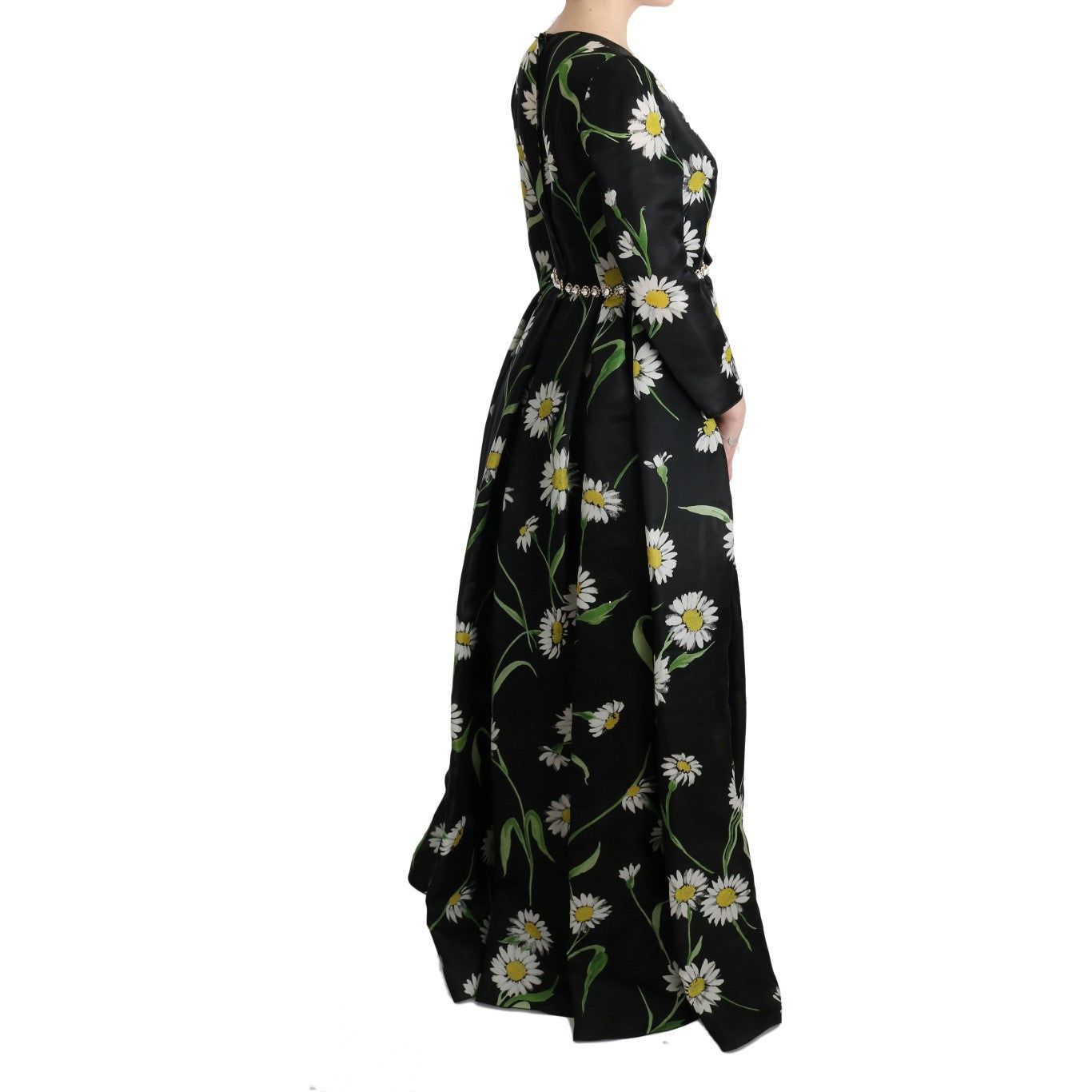 Dolce & Gabbana Elegant Sunflower Maxi Gown with Crystals multicolor-silk-sunflower-print-long-maxi-dress