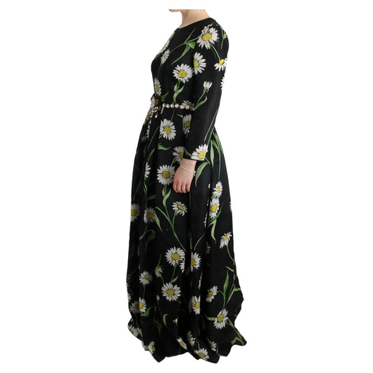 Elegant Sunflower Maxi Gown with Crystals