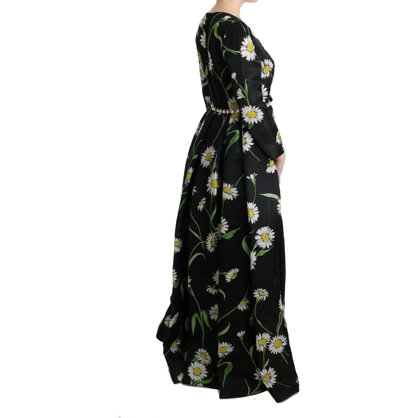 Elegant Sunflower Maxi Gown with Crystals