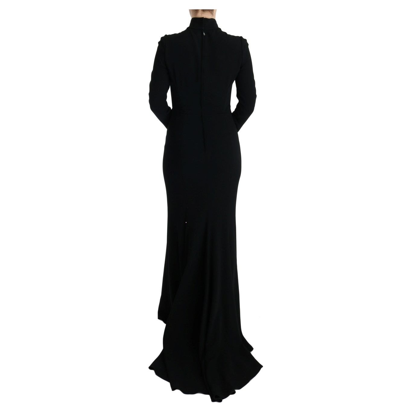Dolce & Gabbana Elegant Full Length Sheath Gown in Black black-stretch-long-gown-sheath-dress