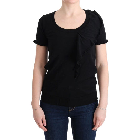 Elegant Black Lana Wool Top