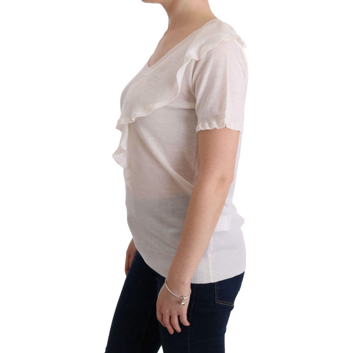 بلوزة MARGHI LO' الأنيقة من صوف لانا باللون الأبيض