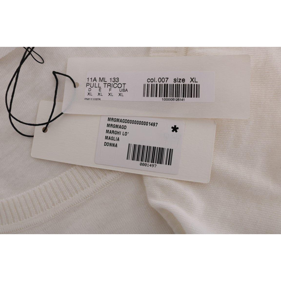 بلوزة MARGHI LO' الأنيقة من صوف لانا باللون الأبيض