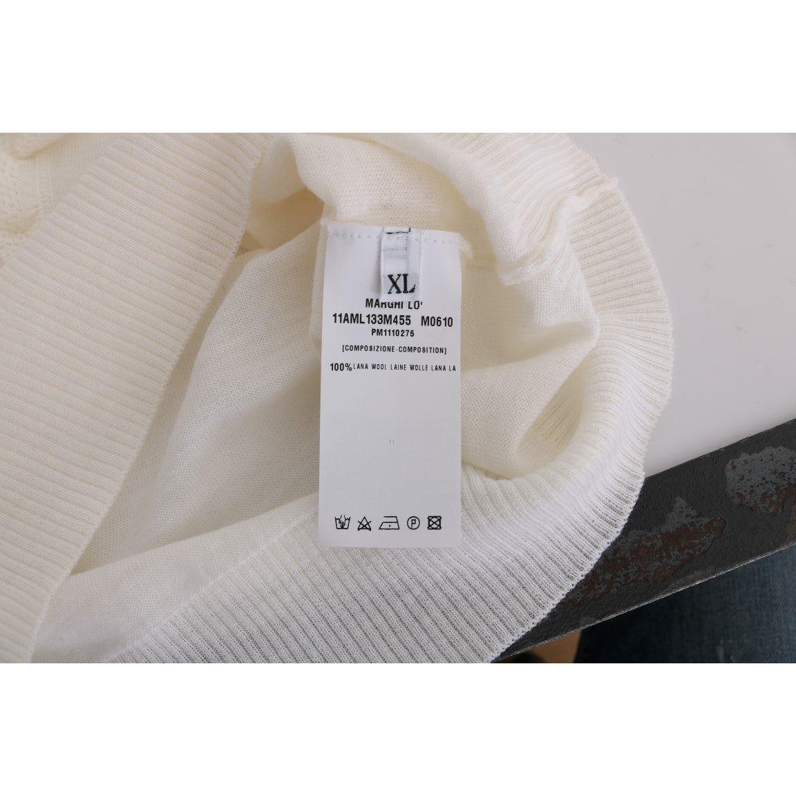 بلوزة MARGHI LO' الأنيقة من صوف لانا باللون الأبيض